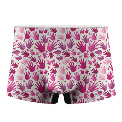 Pink Hand Breast Cancer Pattern Print Men's Boxer Briefs