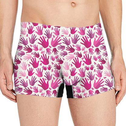 Pink Hand Breast Cancer Pattern Print Men's Boxer Briefs