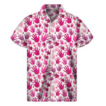 Pink Hand Breast Cancer Pattern Print Men's Short Sleeve Shirt