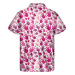Pink Hand Breast Cancer Pattern Print Men's Short Sleeve Shirt