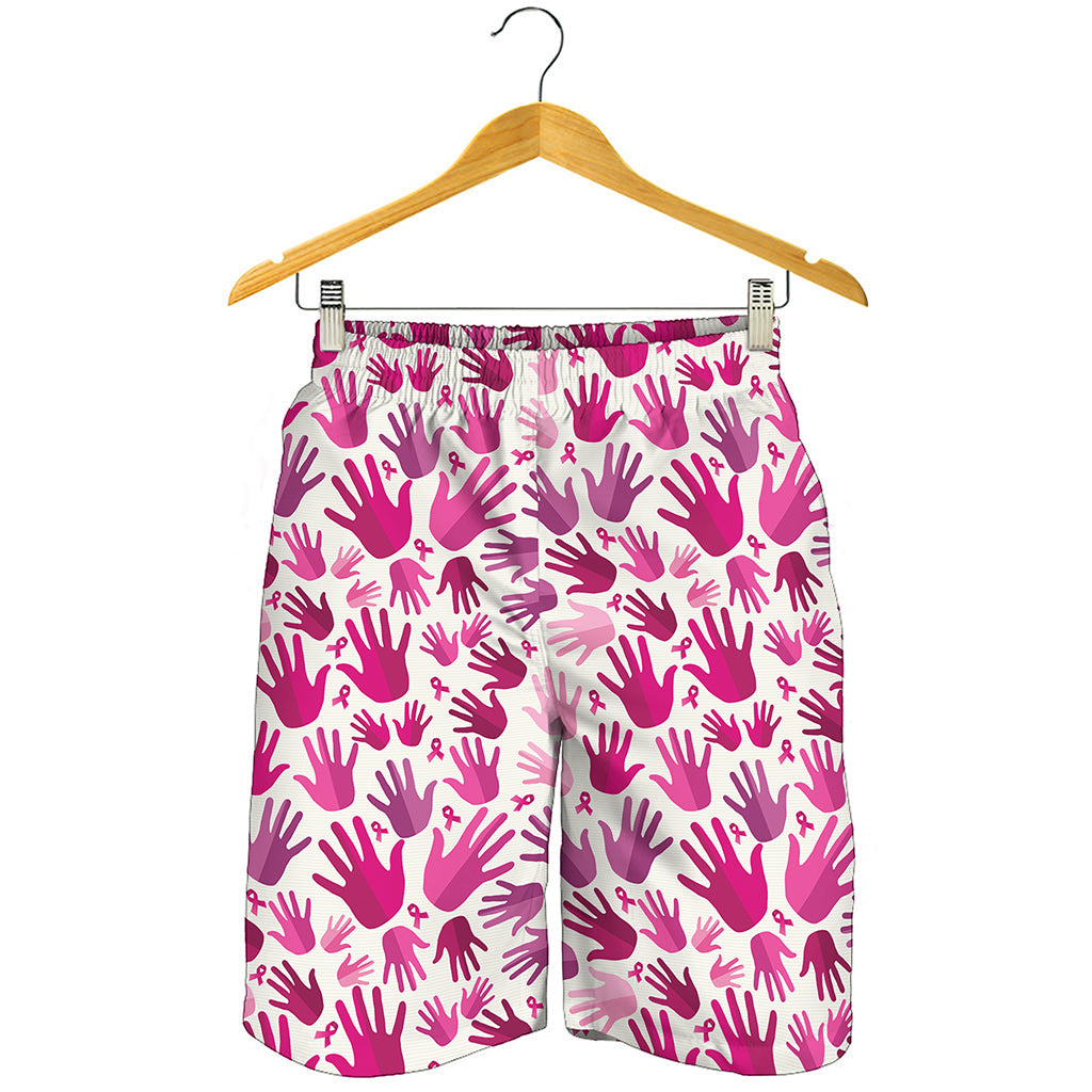 Pink Hand Breast Cancer Pattern Print Men's Shorts