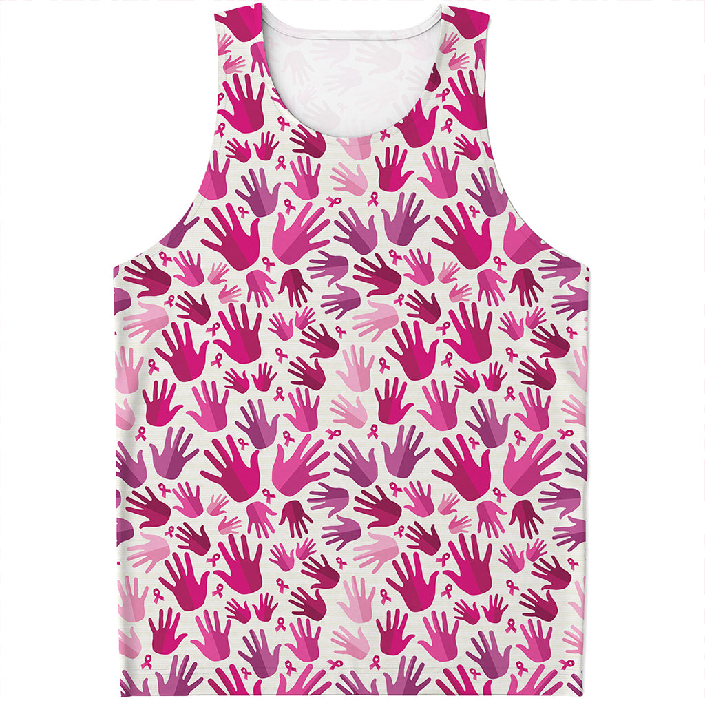 Pink Hand Breast Cancer Pattern Print Men's Tank Top
