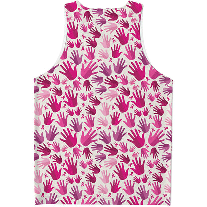 Pink Hand Breast Cancer Pattern Print Men's Tank Top