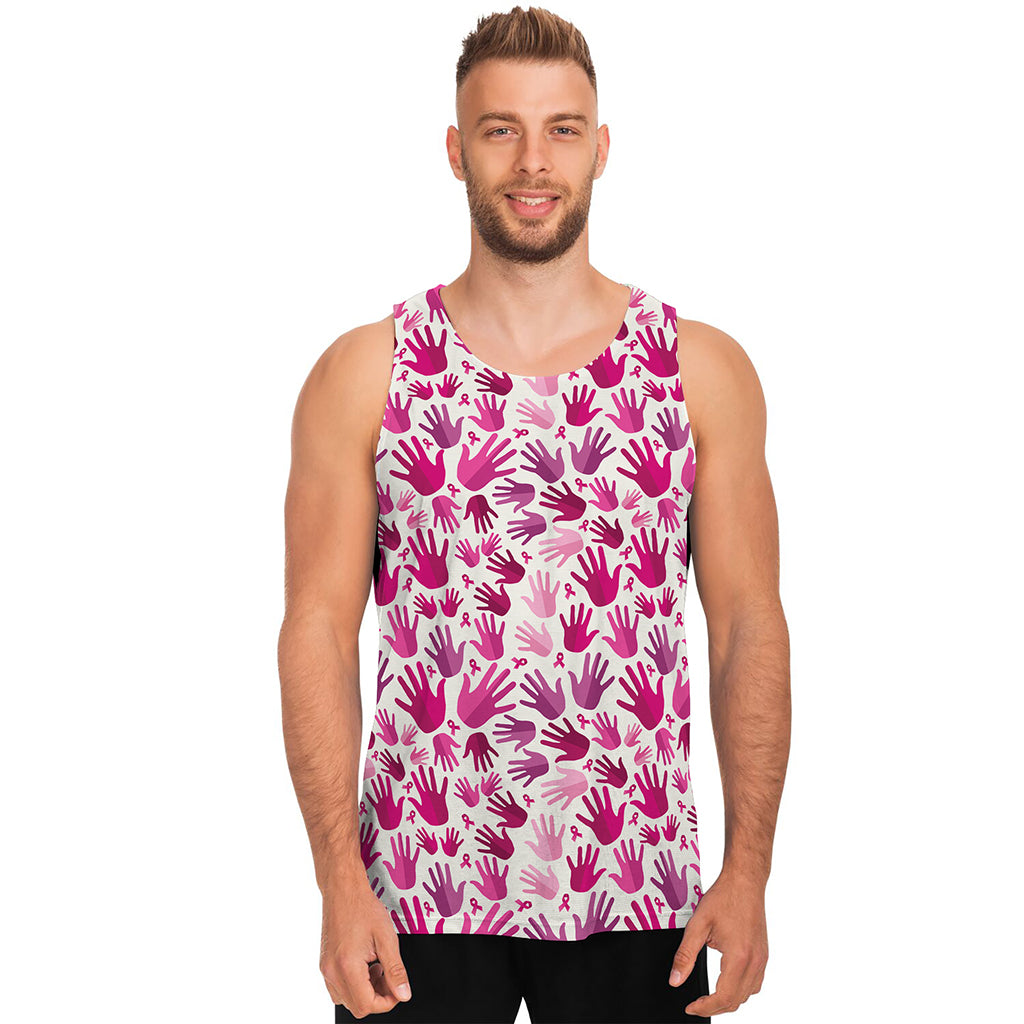 Pink Hand Breast Cancer Pattern Print Men's Tank Top