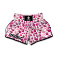 Pink Hand Breast Cancer Pattern Print Muay Thai Boxing Shorts