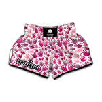 Pink Hand Breast Cancer Pattern Print Muay Thai Boxing Shorts