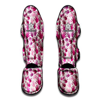Pink Hand Breast Cancer Pattern Print Muay Thai Shin Guard