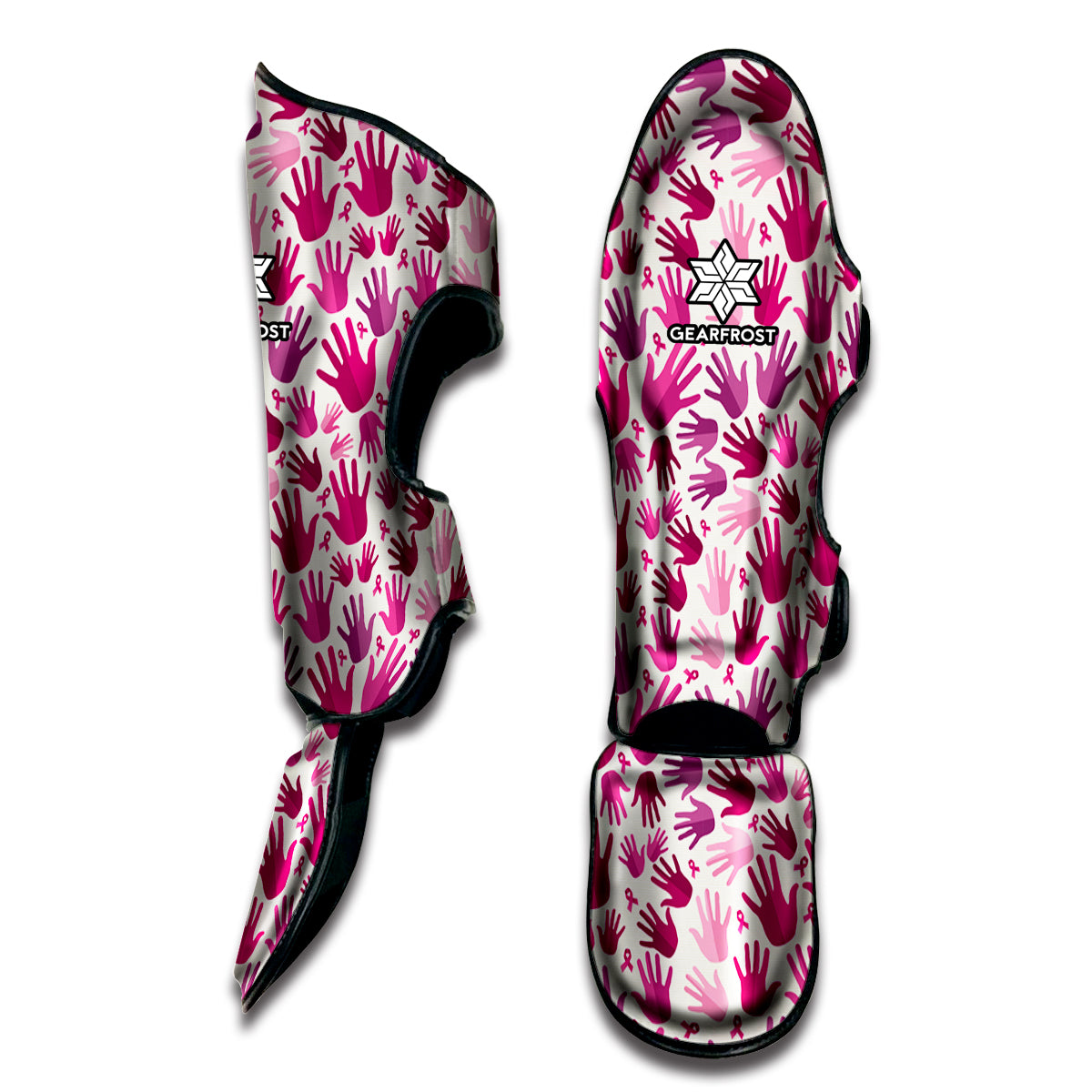 Pink Hand Breast Cancer Pattern Print Muay Thai Shin Guard