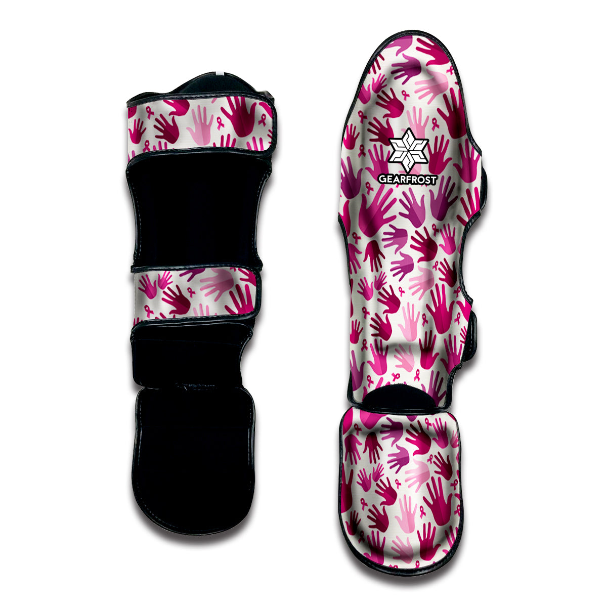 Pink Hand Breast Cancer Pattern Print Muay Thai Shin Guard