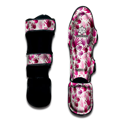 Pink Hand Breast Cancer Pattern Print Muay Thai Shin Guard