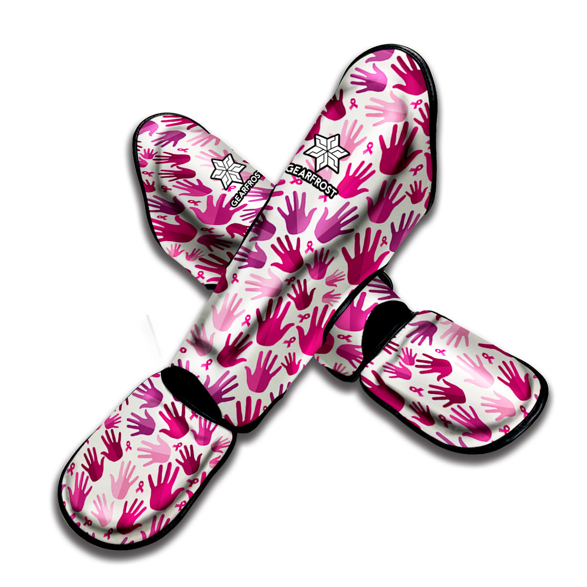 Pink Hand Breast Cancer Pattern Print Muay Thai Shin Guard