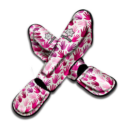 Pink Hand Breast Cancer Pattern Print Muay Thai Shin Guard