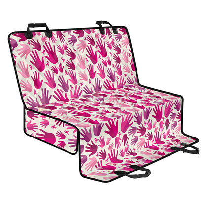 Pink Hand Breast Cancer Pattern Print Pet Car Back Seat Cover