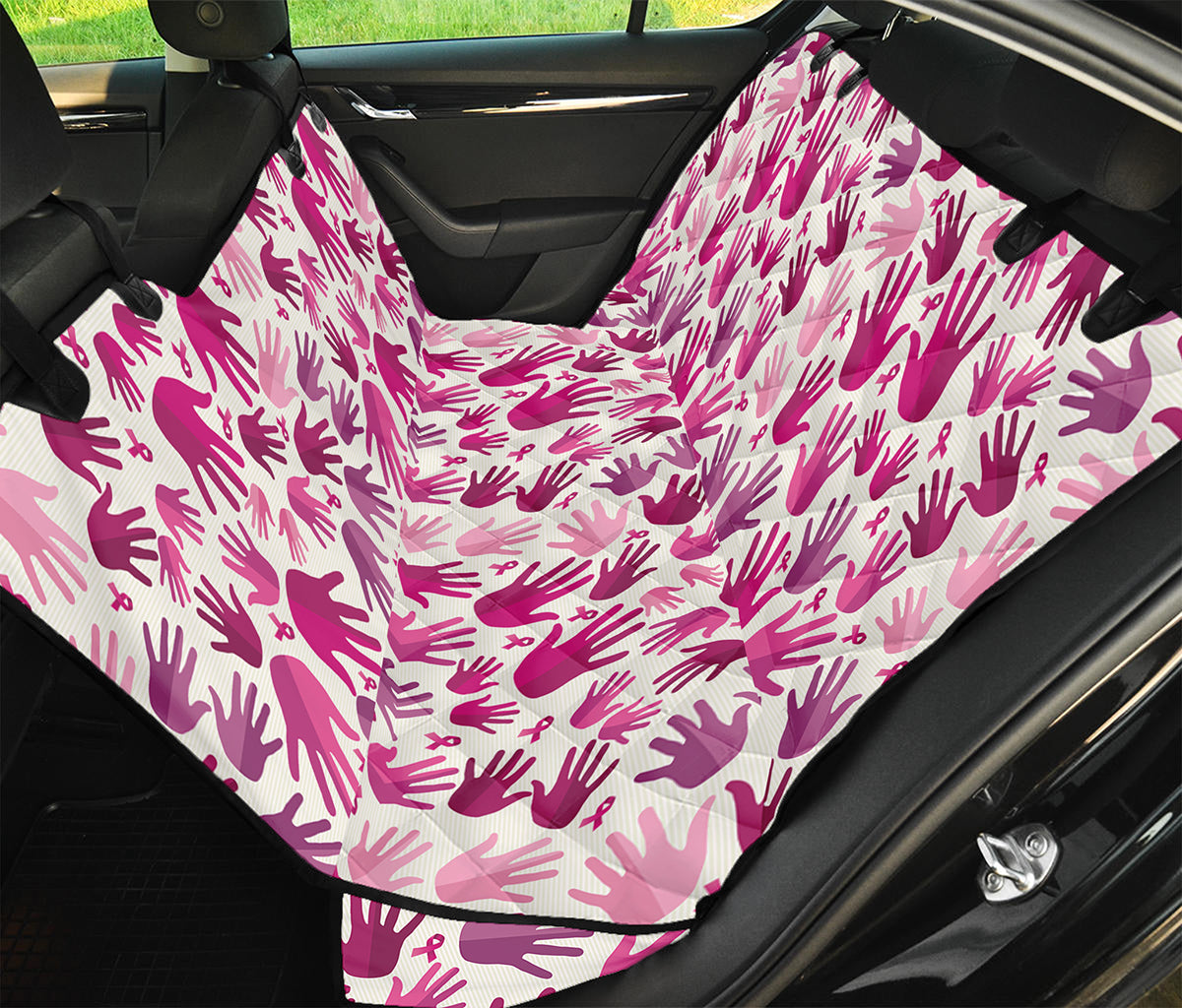 Pink Hand Breast Cancer Pattern Print Pet Car Back Seat Cover