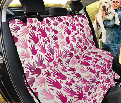 Pink Hand Breast Cancer Pattern Print Pet Car Back Seat Cover