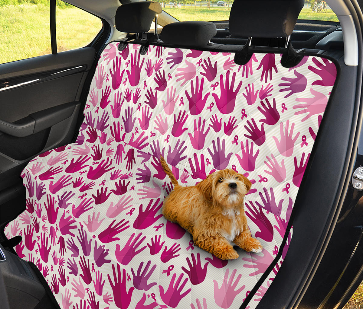 Pink Hand Breast Cancer Pattern Print Pet Car Back Seat Cover