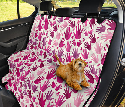 Pink Hand Breast Cancer Pattern Print Pet Car Back Seat Cover