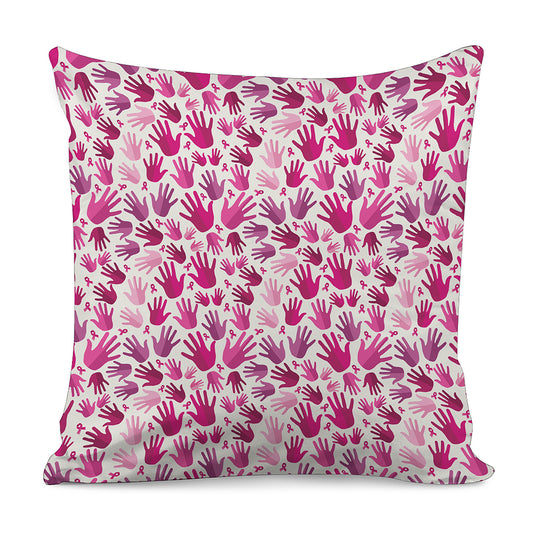 Pink Hand Breast Cancer Pattern Print Pillow Cover