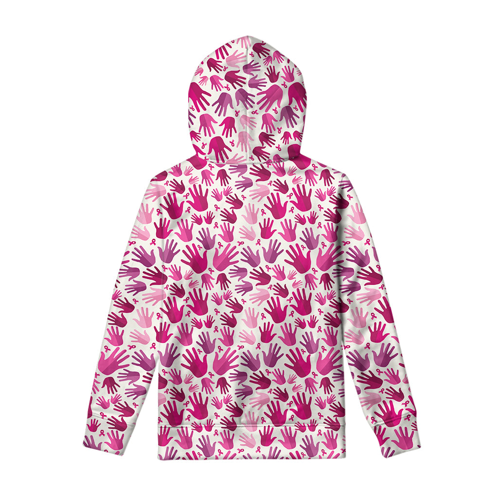 Pink Hand Breast Cancer Pattern Print Pullover Hoodie