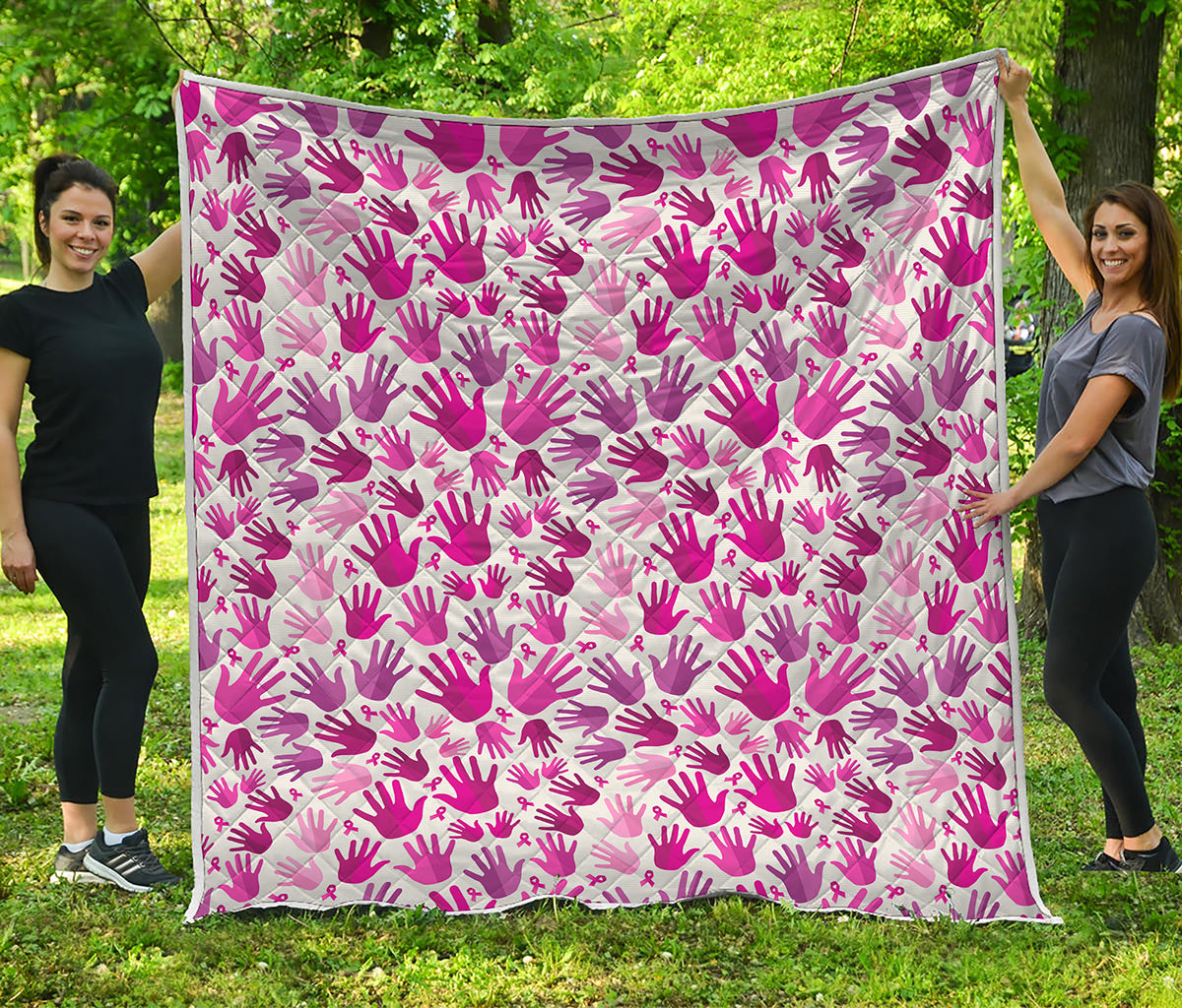 Pink Hand Breast Cancer Pattern Print Quilt