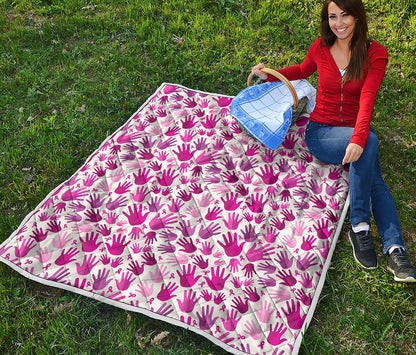 Pink Hand Breast Cancer Pattern Print Quilt