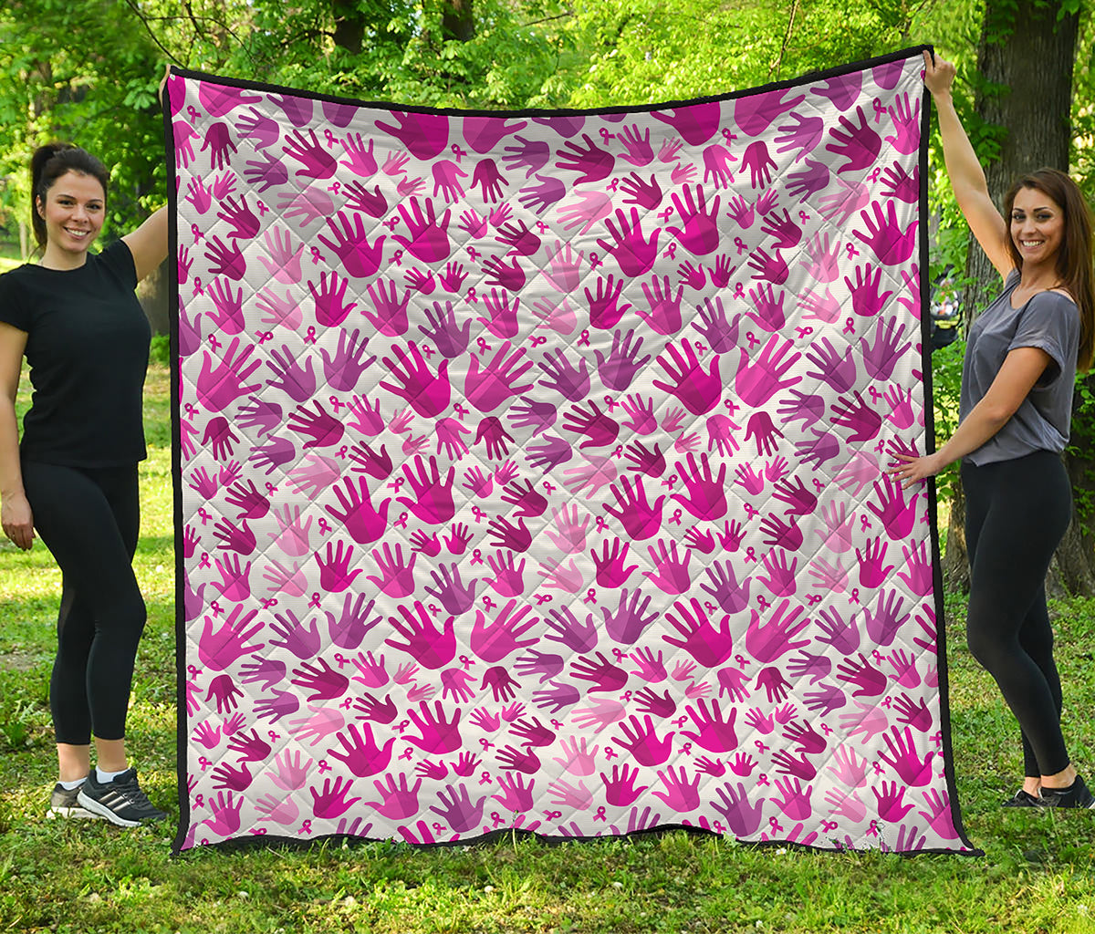 Pink Hand Breast Cancer Pattern Print Quilt
