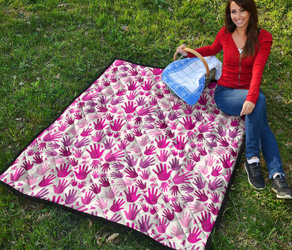 Pink Hand Breast Cancer Pattern Print Quilt