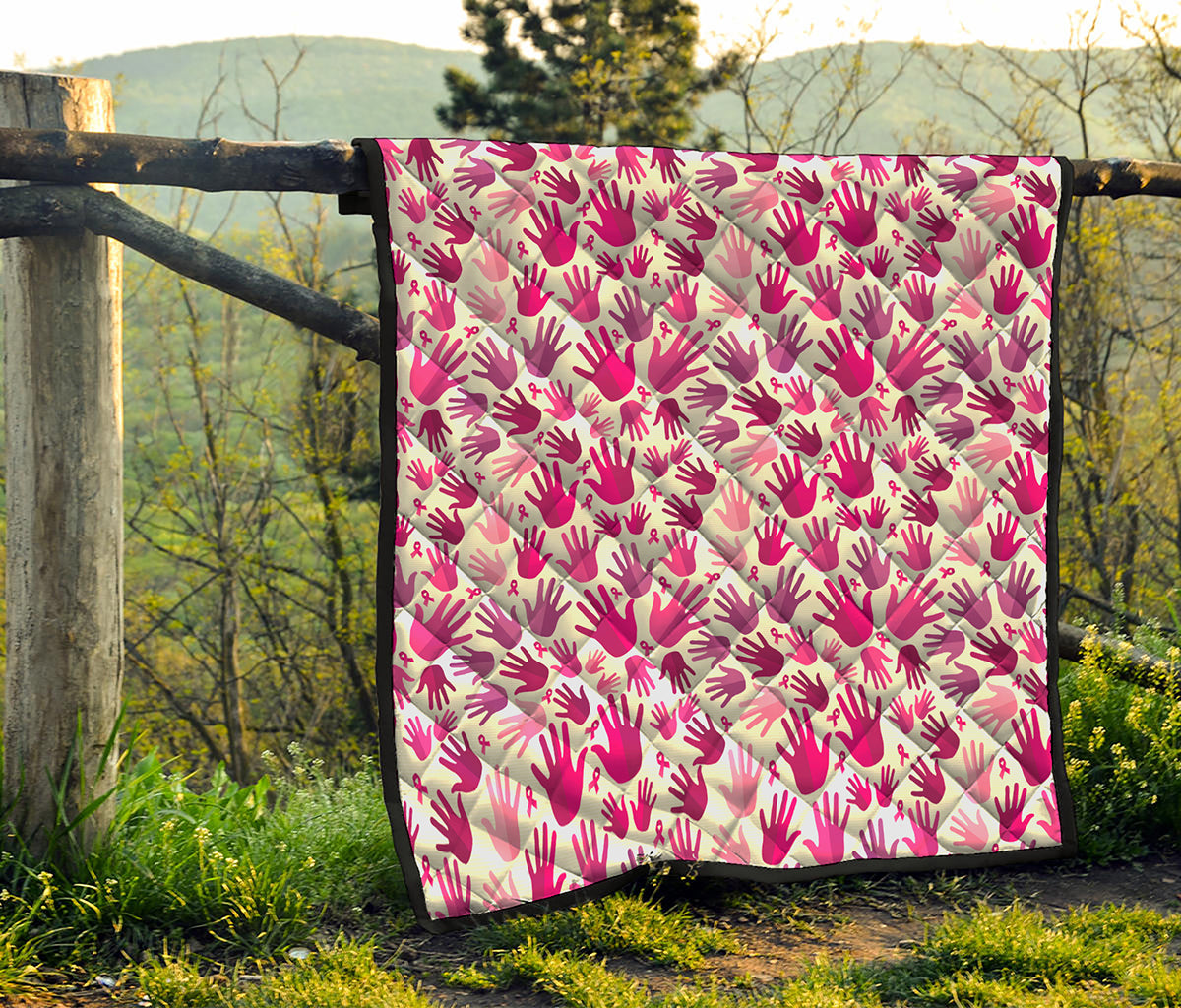 Pink Hand Breast Cancer Pattern Print Quilt