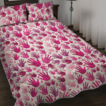 Pink Hand Breast Cancer Pattern Print Quilt Bed Set