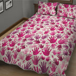 Pink Hand Breast Cancer Pattern Print Quilt Bed Set