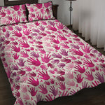 Pink Hand Breast Cancer Pattern Print Quilt Bed Set