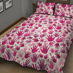 Pink Hand Breast Cancer Pattern Print Quilt Bed Set