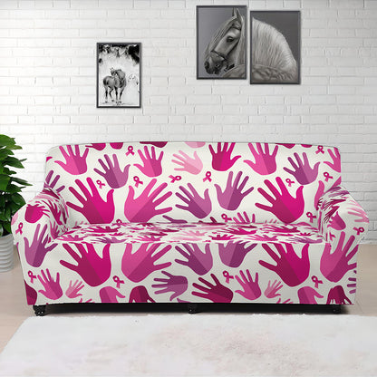Pink Hand Breast Cancer Pattern Print Sofa Cover