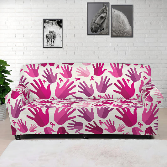 Pink Hand Breast Cancer Pattern Print Sofa Cover