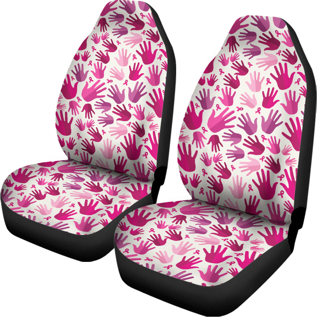 Pink Hand Breast Cancer Pattern Print Universal Fit Car Seat Covers