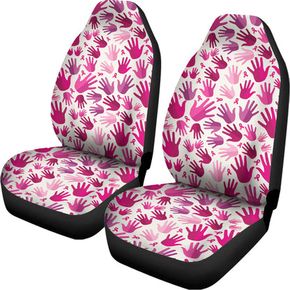 Pink Hand Breast Cancer Pattern Print Universal Fit Car Seat Covers