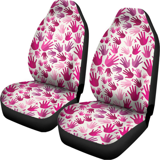Pink Hand Breast Cancer Pattern Print Universal Fit Car Seat Covers