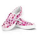 Pink Hand Breast Cancer Pattern Print White Slip On Sneakers