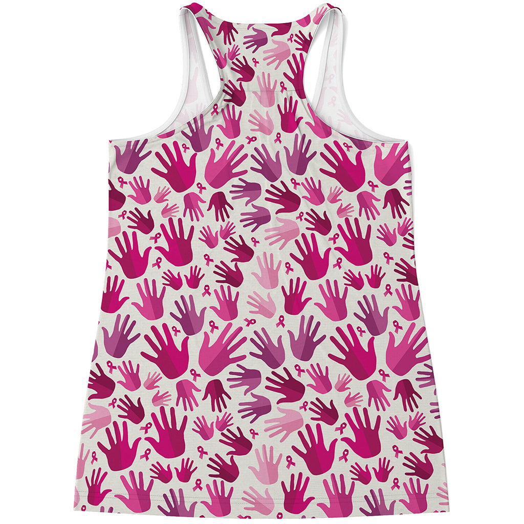 Pink Hand Breast Cancer Pattern Print Women's Racerback Tank Top