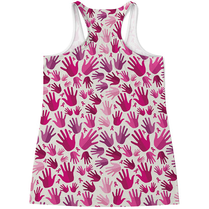 Pink Hand Breast Cancer Pattern Print Women's Racerback Tank Top