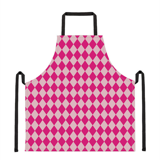 Pink Harlequin Pattern Print Apron