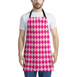Pink Harlequin Pattern Print Apron