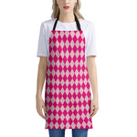 Pink Harlequin Pattern Print Apron
