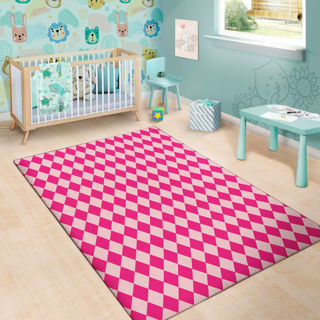 Pink Harlequin Pattern Print Area Rug