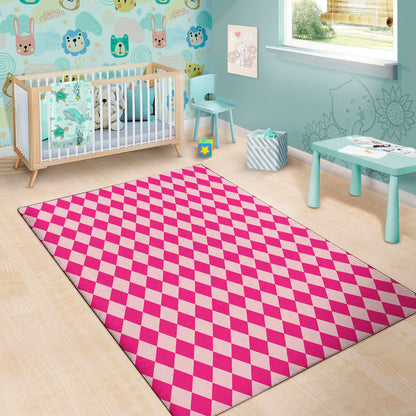 Pink Harlequin Pattern Print Area Rug
