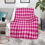 Pink Harlequin Pattern Print Blanket