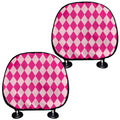 Pink Harlequin Pattern Print Car Headrest Covers