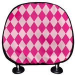 Pink Harlequin Pattern Print Car Headrest Covers