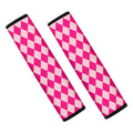 Pink Harlequin Pattern Print Car Seat Belt Covers