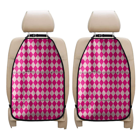 Pink Harlequin Pattern Print Car Seat Organizers